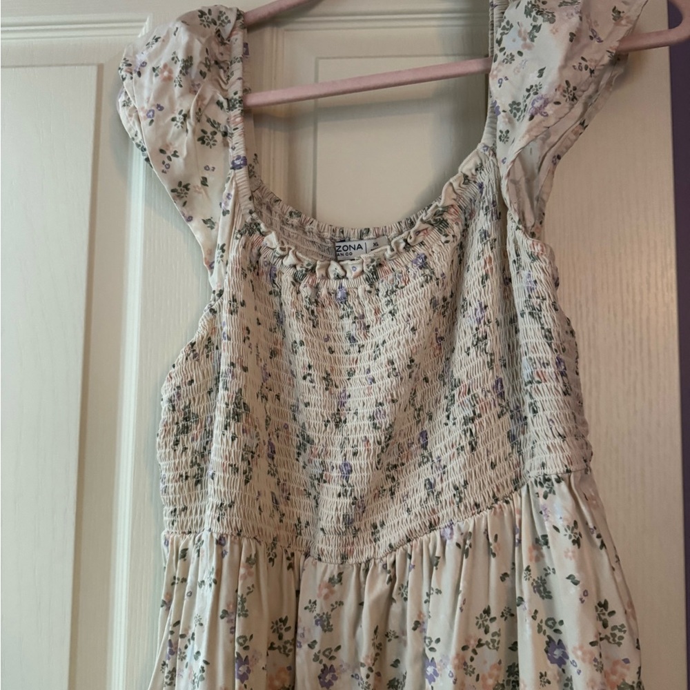 Floral Cream Spring Midi Dress